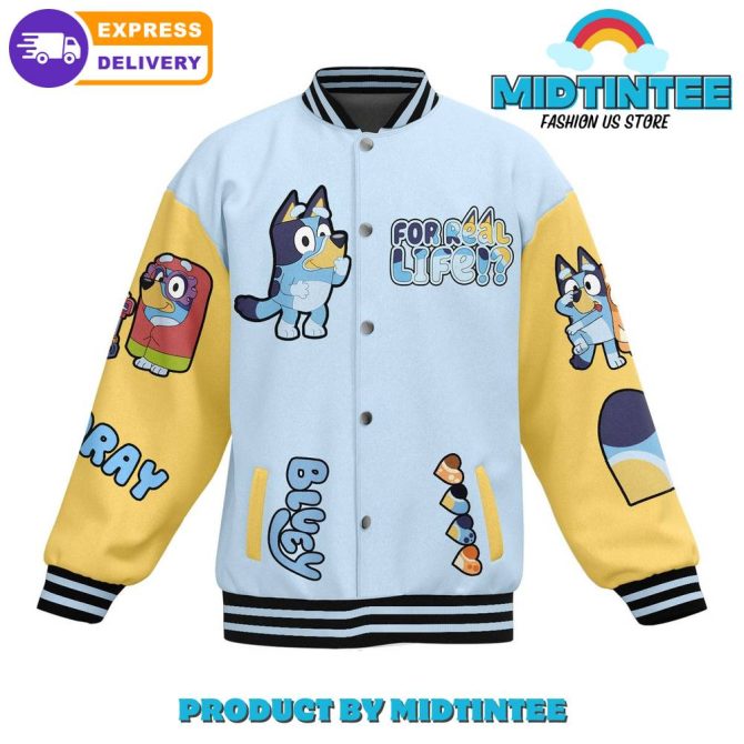 Bluey Varsity Jacket For Kids - Fun Cartoon Design, Express Delivery Available! - Image 3