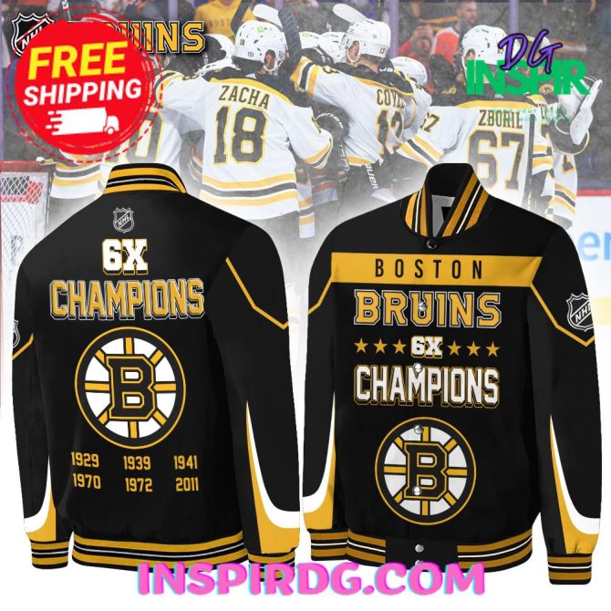 Boston Bruins 6X Champions Baseball Jacket