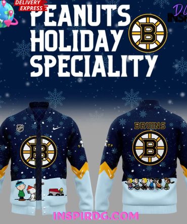 Boston Bruins Peanuts Holiday Speciality Varsity Jacket