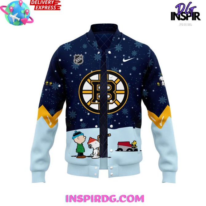 Boston Bruins Peanuts Holiday Speciality Varsity Jacket - Image 2