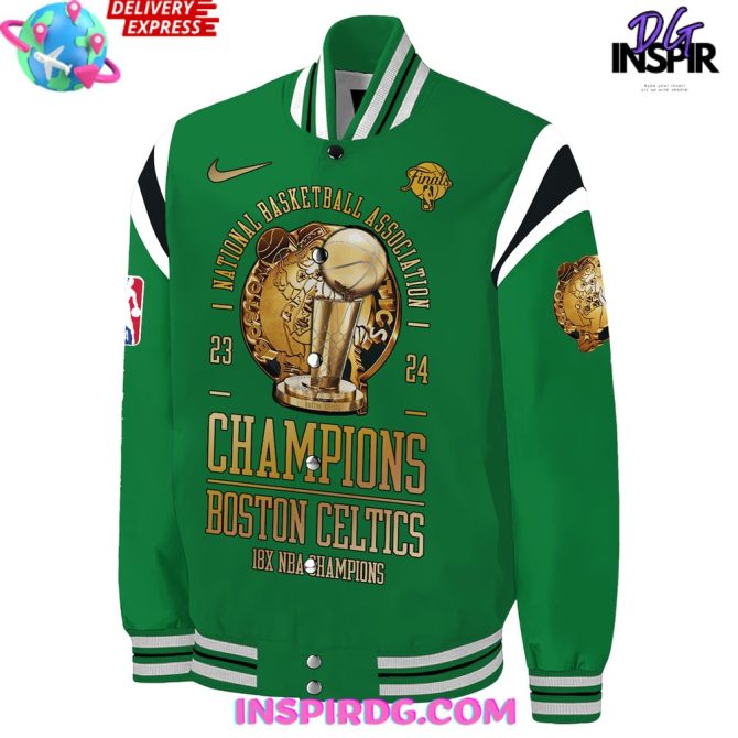 Boston Celtics 18-Time Nba Finals Champions Baseball Jacket - Image 2