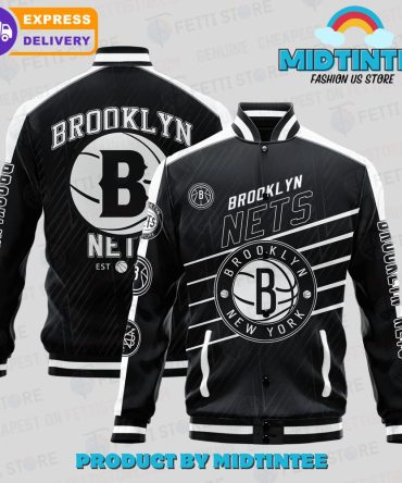 Brooklyn Nets Varsity Jacket - Stylish Black Bomber For Fans , Fast Delivery!