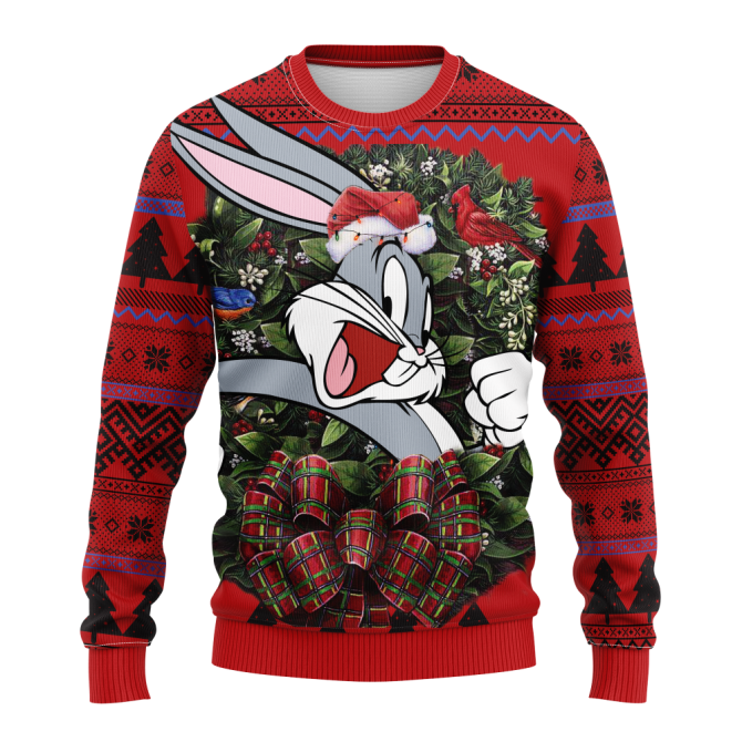 Bugs Bunny Porky Pig Daffy Duck Cartoon Mc Ugly Christmas Sweater Thanksgiving Gift - Image 3