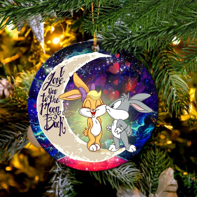 Bunny Couple Love You To The Moon Galaxy Ceramic Circle Ornament Perfect Gift For Christmas Holiday - Image 2