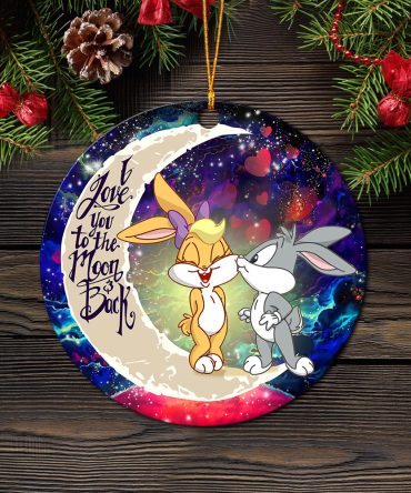 Bunny Couple Love You To The Moon Galaxy Ceramic Circle Ornament Perfect Gift For Christmas Holiday