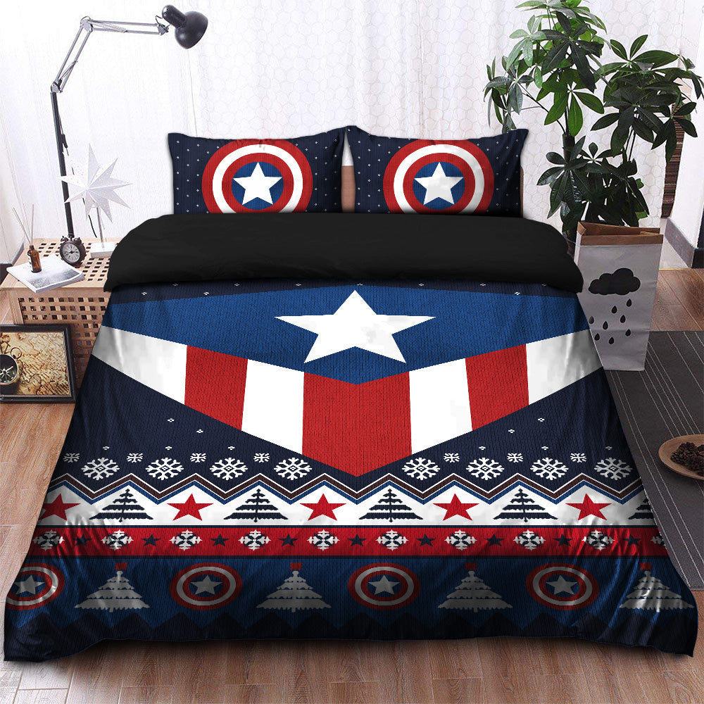 Captain America Christmas Bedding Set Duvet Cover And 2 Pillowcases - Image 2