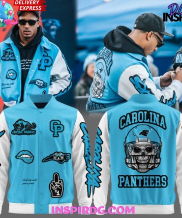 Carolina Panthers Bold Skull Helmet 2025 Varsity Jacket
