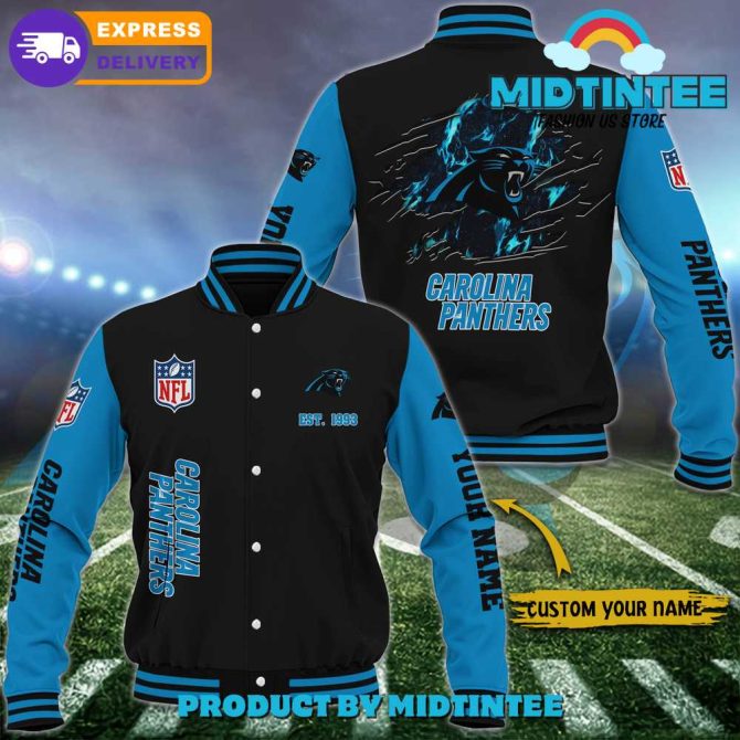 Custom Carolina Panthers Varsity Jacket - Personalized Nfl Fan Gear, Fast Delivery