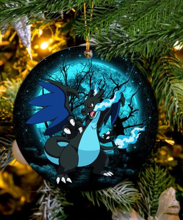 Charizard Mega X Moonlight Ceramic Circle Ornament Perfect Gift For Christmas Holiday