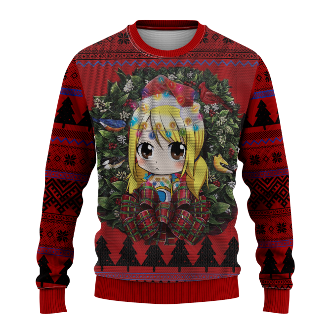 Cozy Anime Christmas Sweater - Festive Red Holiday Jumper With Cute Character Design - Image 3