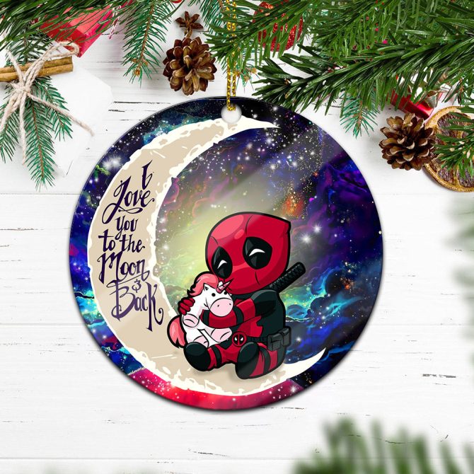 Chibi Deadpool Unicorn Toy Love You To The Moon Galaxy Ceramic Circle Ornament Perfect Gift For Christmas Holiday - Image 2