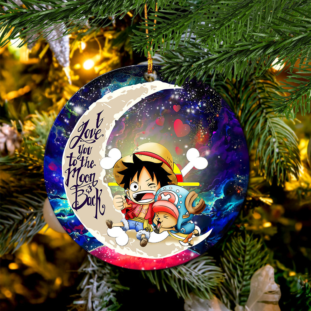 Chibi Luffy And Chopper One Piece Anime Love You To The Moon Galaxy Ceramic Circle Ornament Perfect Gift For Christmas Holiday - Image 2
