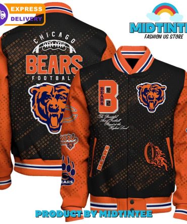 Chicago Bears 2024 Nfl Pattern Baseball Jacket