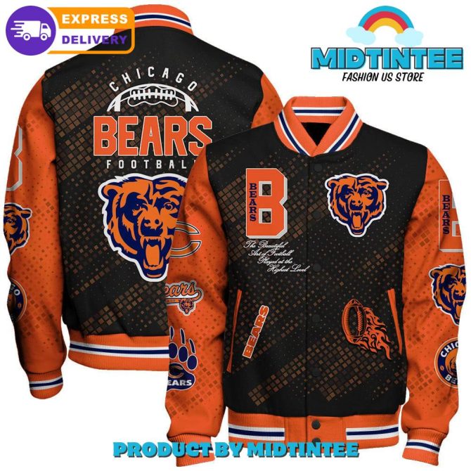 Chicago Bears 2024 Nfl Pattern Baseball Jacket