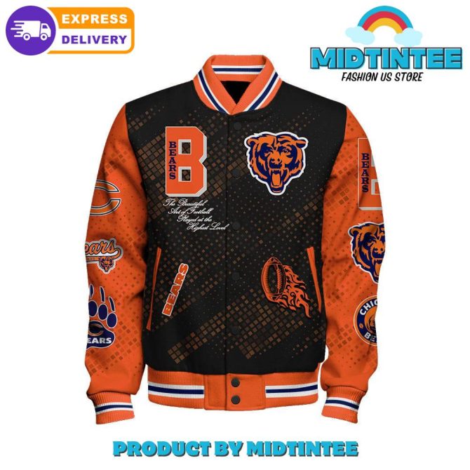 Chicago Bears 2024 Nfl Pattern Baseball Jacket - Image 2