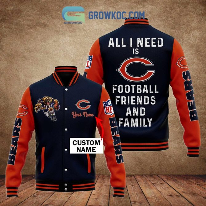 Custom Bears Varsity Jacket - Personalize Your Name, Perfect For Football Fans!