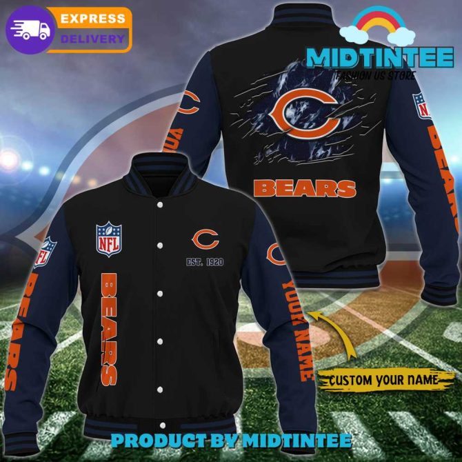 Custom Chicago Bears Varsity Jacket - Personalized Nfl Fan Gift, Fast Shipping