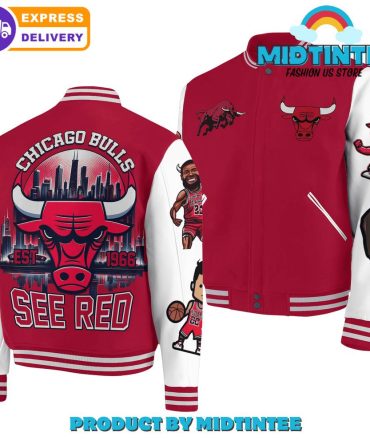 Chicago Bulls Nba See Red Baseball Jacket