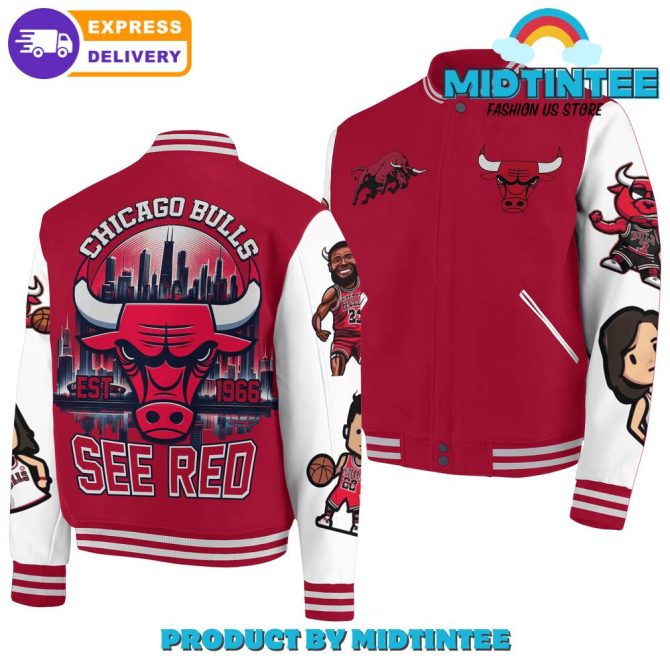 Chicago Bulls Nba See Red Baseball Jacket
