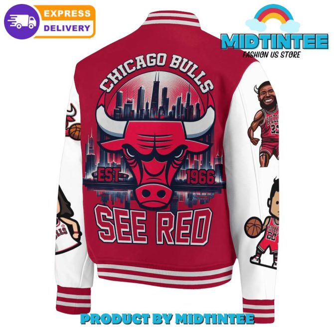 Chicago Bulls Nba See Red Baseball Jacket - Image 3