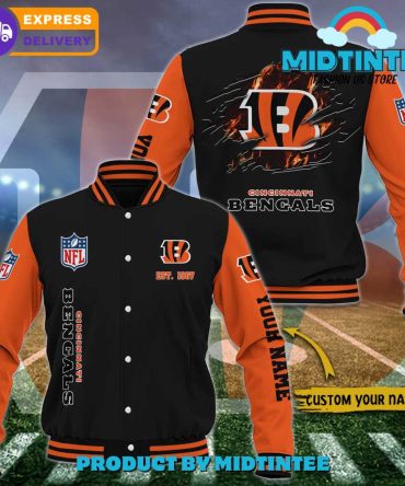 Custom Cincinnati Bengals Varsity Jacket - Personalized Nfl Fan Gear, Fast Shipping