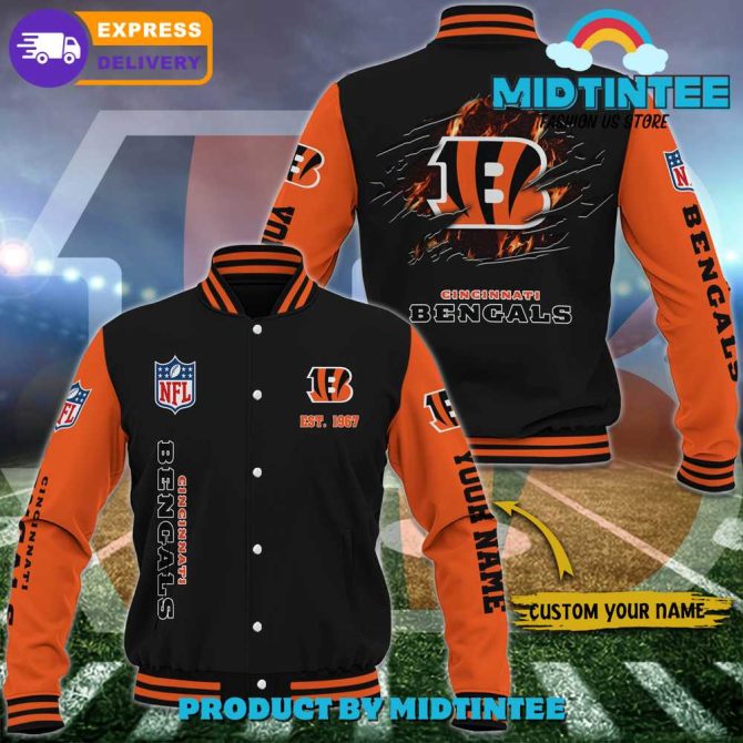 Custom Cincinnati Bengals Varsity Jacket - Personalized Nfl Fan Gear, Fast Shipping