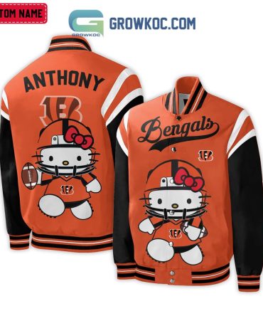 Custom Hello Kitty Bengals Varsity Jacket - Personalized Football Fan Gift