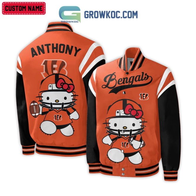 Custom Hello Kitty Bengals Varsity Jacket - Personalized Football Fan Gift