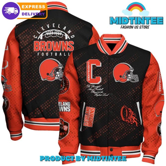 Cleveland Browns 2024 Nfl Pattern Baseball Jacket