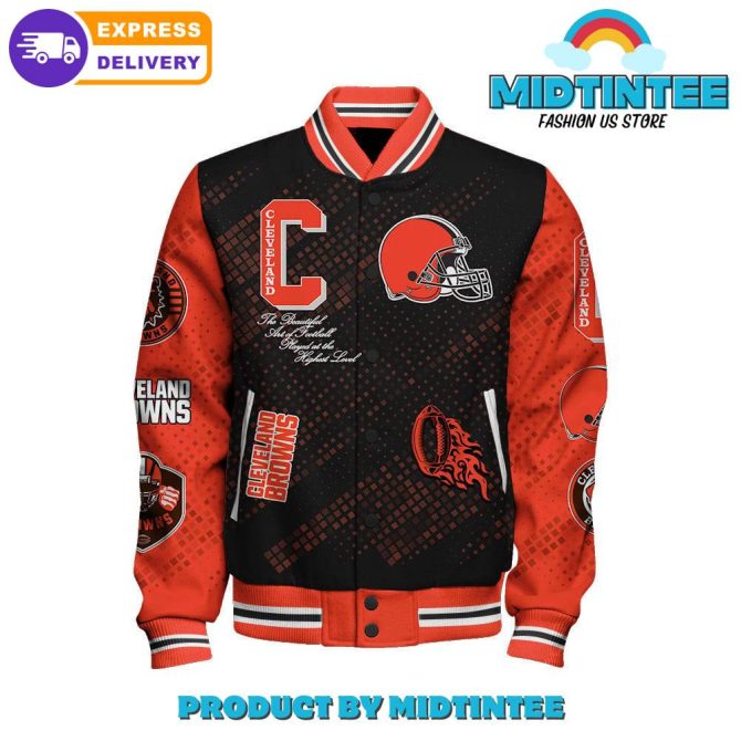 Cleveland Browns 2024 Nfl Pattern Baseball Jacket - Image 2
