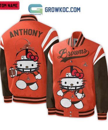 Custom Hello Kitty Browns Varsity Jacket – Personalized Name & Stylish Design
