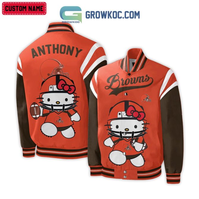 Custom Hello Kitty Browns Varsity Jacket – Personalized Name & Stylish Design