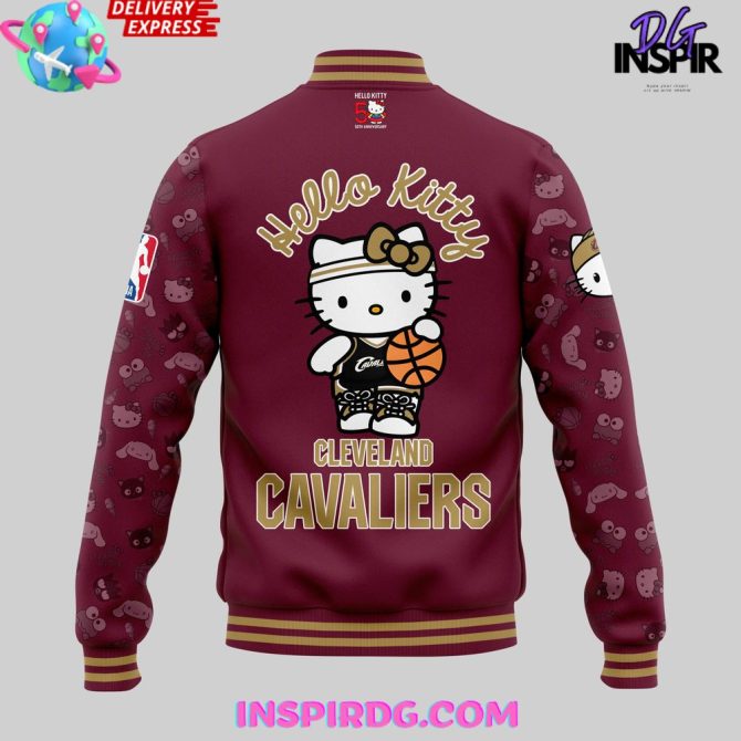Cleveland Cavaliers X Hello Kitty Night Limited Varsity Jacket - Image 3