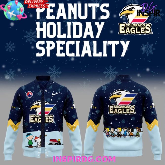 Colorado Eagles Peanuts Holiday Specialty Varsity Jacket