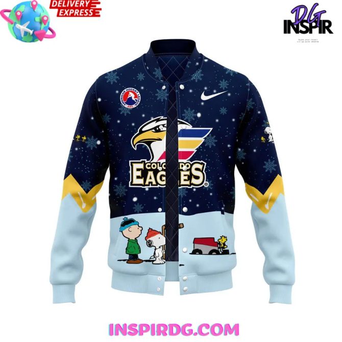 Colorado Eagles Peanuts Holiday Specialty Varsity Jacket - Image 2