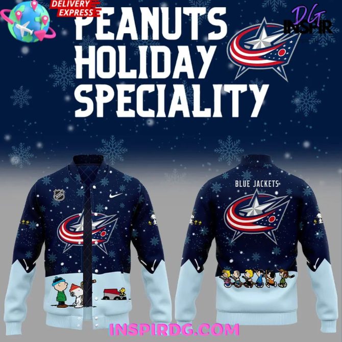 Columbus Blue Jackets Peanuts Holiday Speciality Varsity Jacket