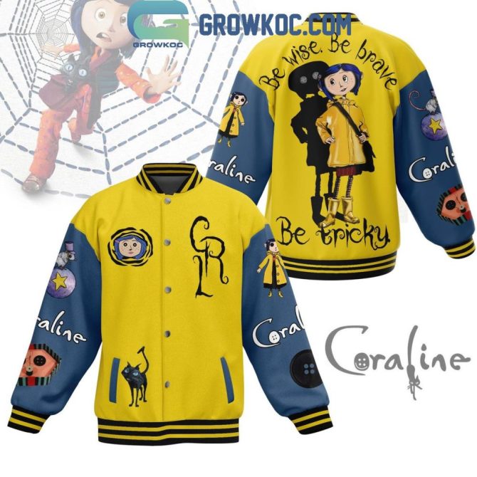 Coraline Varsity Jacket - Bold Yellow & Blue Design, Be Wise & Brave Theme – Perfect Gift!