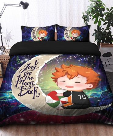 Cute Hinata Haikyuu Love You To The Moon Galaxy Bedding Set Duvet Cover And 2 Pillowcases
