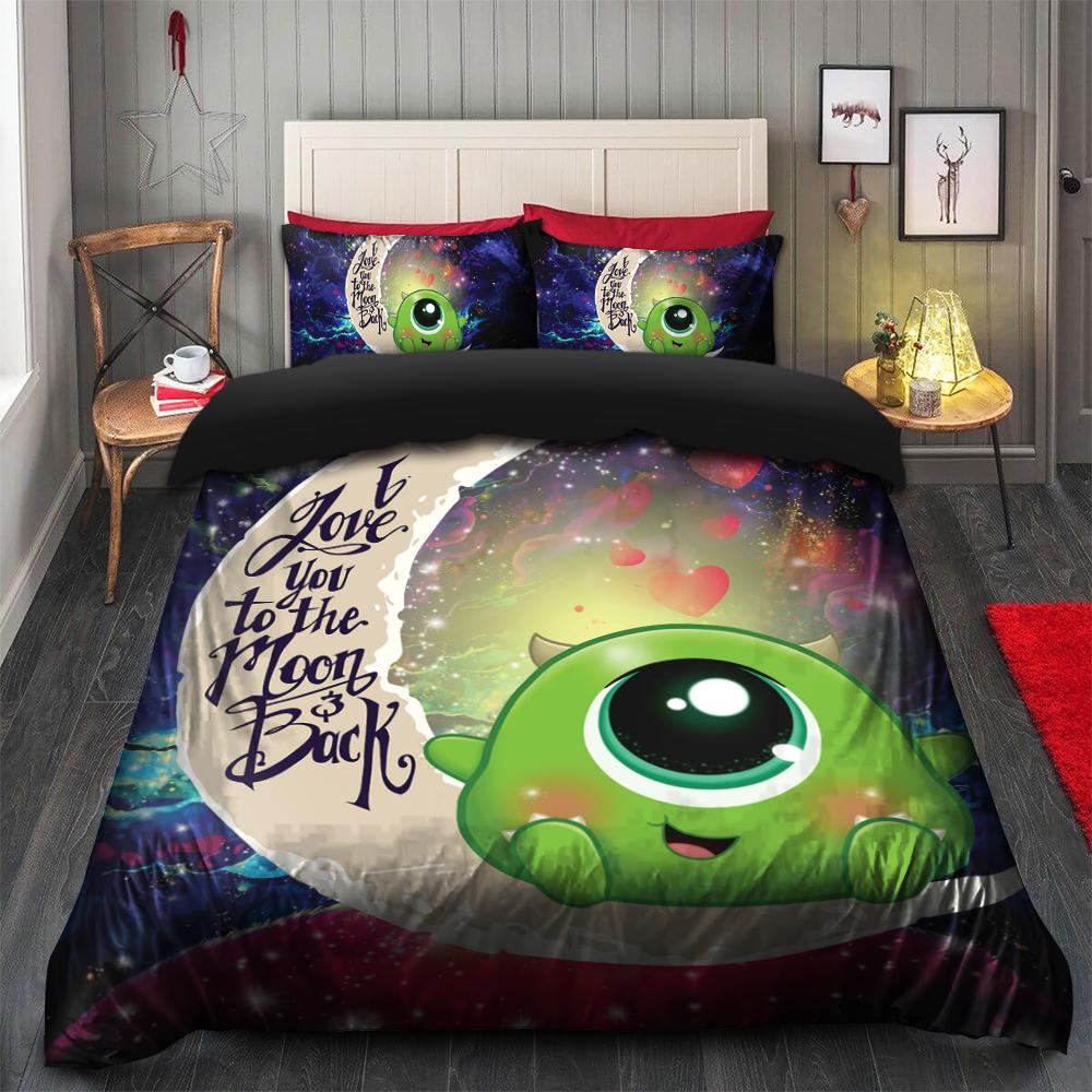 Cute Mike Monster Inc Love You To The Moon Galaxy Bedding Set Duvet Cover And 2 Pillowcases - Image 2