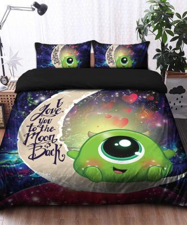 Cute Mike Monster Inc Love You To The Moon Galaxy Bedding Set Duvet Cover And 2 Pillowcases