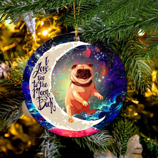 Cute Bull Dog Love You To The Moon Galaxy Ceramic Circle Ornament Perfect Gift For Christmas Holiday - Image 2