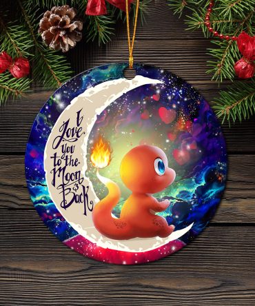 Cute Charmander Pokemon Love You To The Moon Galaxy Ceramic Circle Ornament Perfect Gift For Christmas Holiday