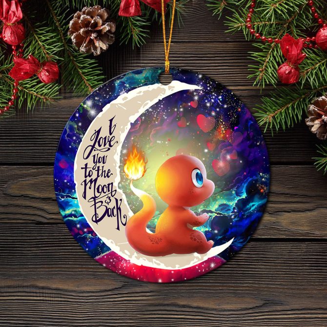 Cute Charmander Pokemon Love You To The Moon Galaxy Ceramic Circle Ornament Perfect Gift For Christmas Holiday