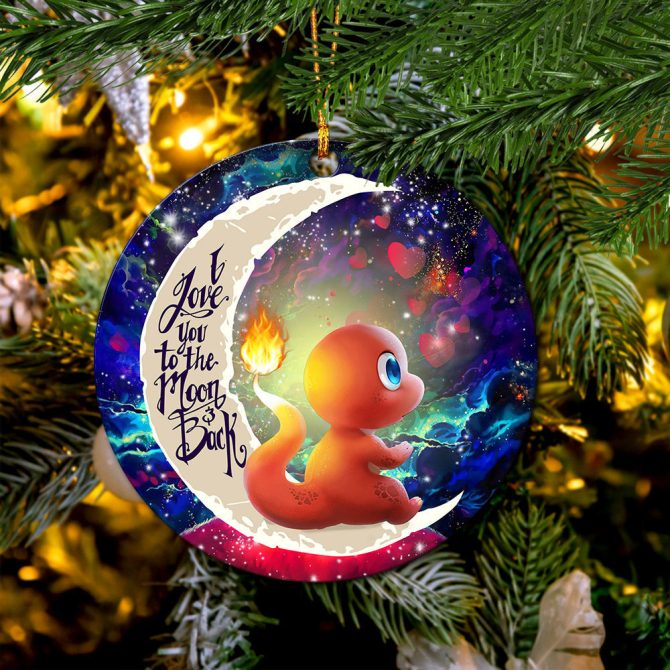 Cute Charmander Pokemon Love You To The Moon Galaxy Ceramic Circle Ornament Perfect Gift For Christmas Holiday - Image 2
