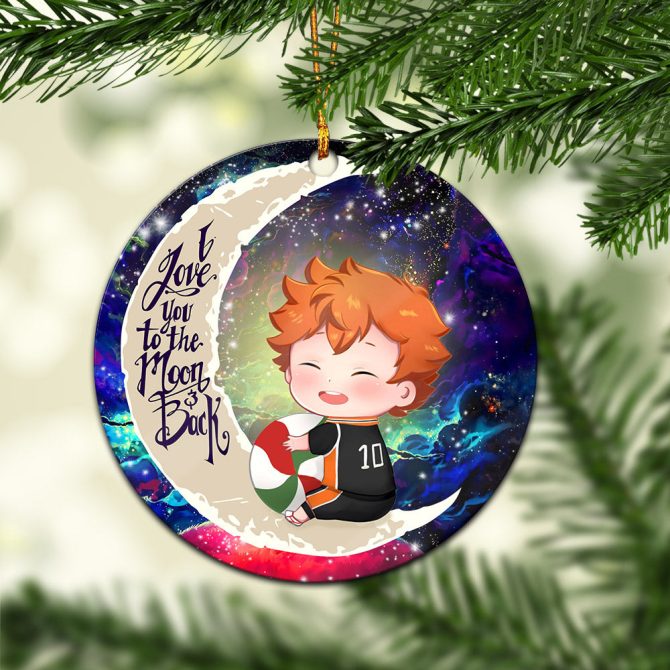 Cute Hinata Haikyuu Love You To The Moon Galaxy Ceramic Circle Ornament Perfect Gift For Christmas Holiday