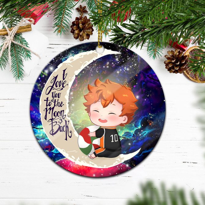 Cute Hinata Haikyuu Love You To The Moon Galaxy Ceramic Circle Ornament Perfect Gift For Christmas Holiday - Image 2