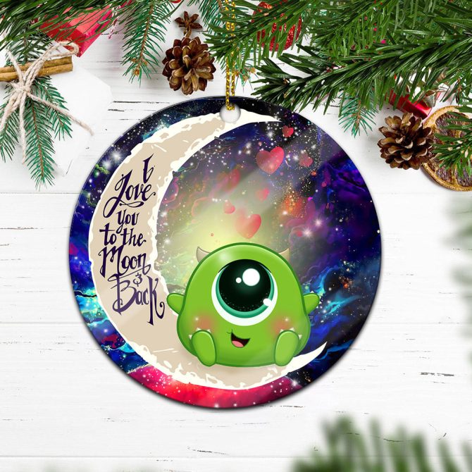 Cute Mike Monster Inc Love You To The Moon Galaxy Ceramic Circle Ornament Perfect Gift For Christmas Holiday - Image 2