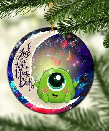Cute Mike Monster Inc Love You To The Moon Galaxy Ceramic Circle Ornament Perfect Gift For Christmas Holiday