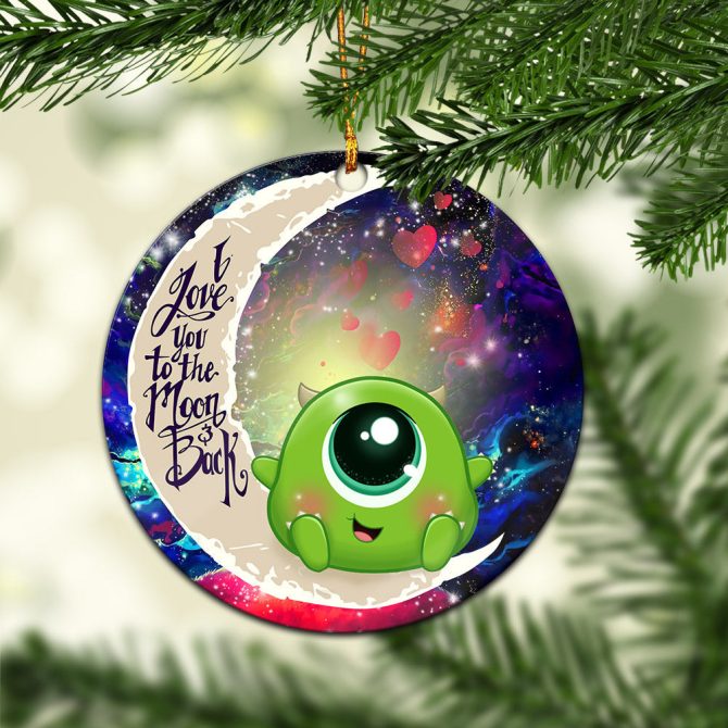 Cute Mike Monster Inc Love You To The Moon Galaxy Ceramic Circle Ornament Perfect Gift For Christmas Holiday