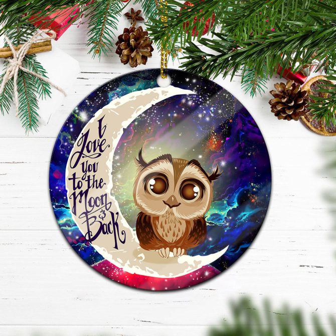 Cute Owl Love You To The Moon Galaxy Ceramic Circle Ornament Perfect Gift For Christmas Holiday - Image 2